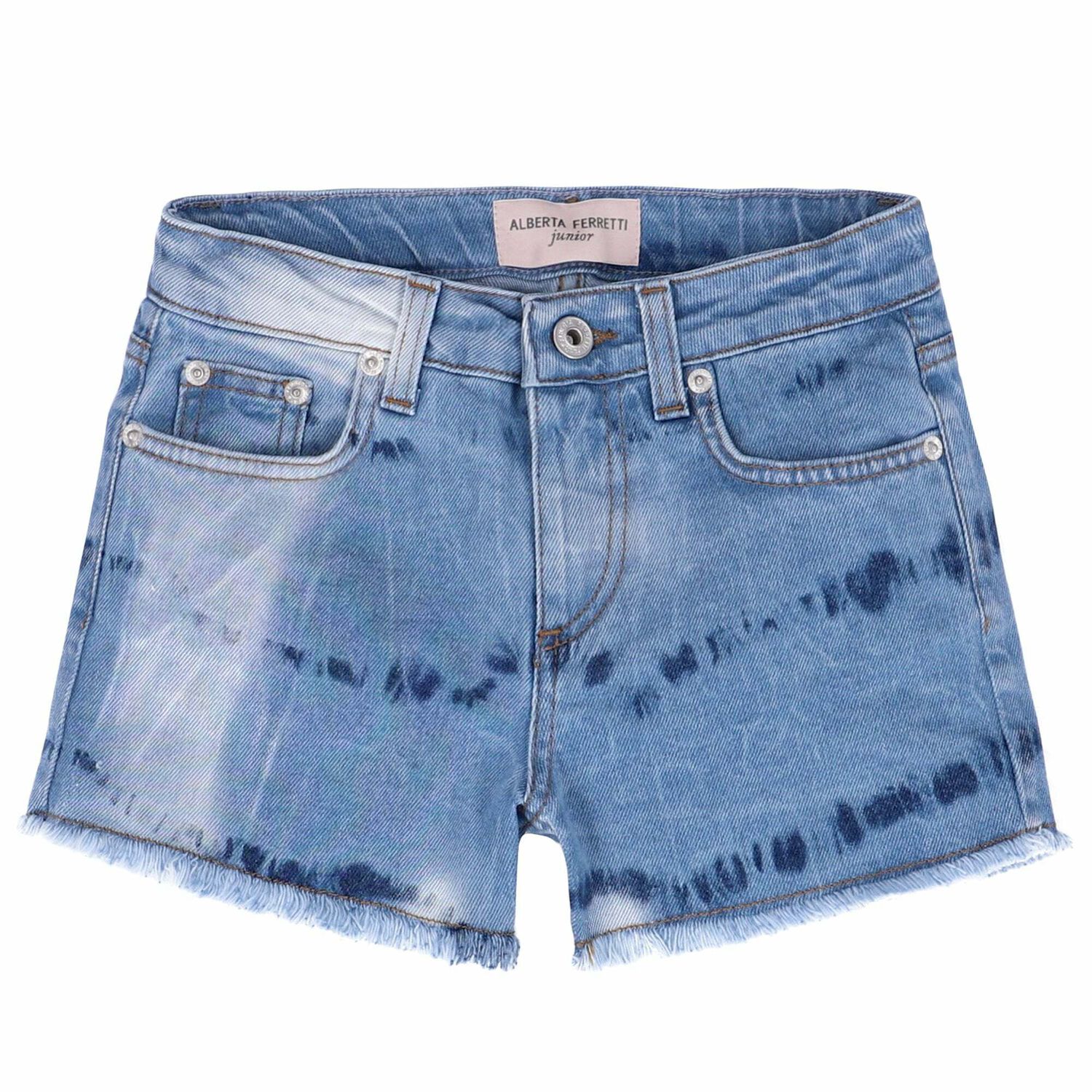 Girls Blue Denim Shorts, 1, hi-res