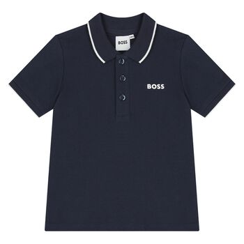 Younger Boys Navy Blue Logo Polo Shirt