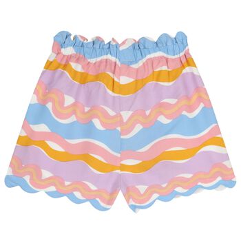 Girls Multi-Coloured Wavy Stripe Shorts