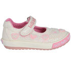 Girls Ivory Iridescent Logo Sequin Shoes, 1, hi-res