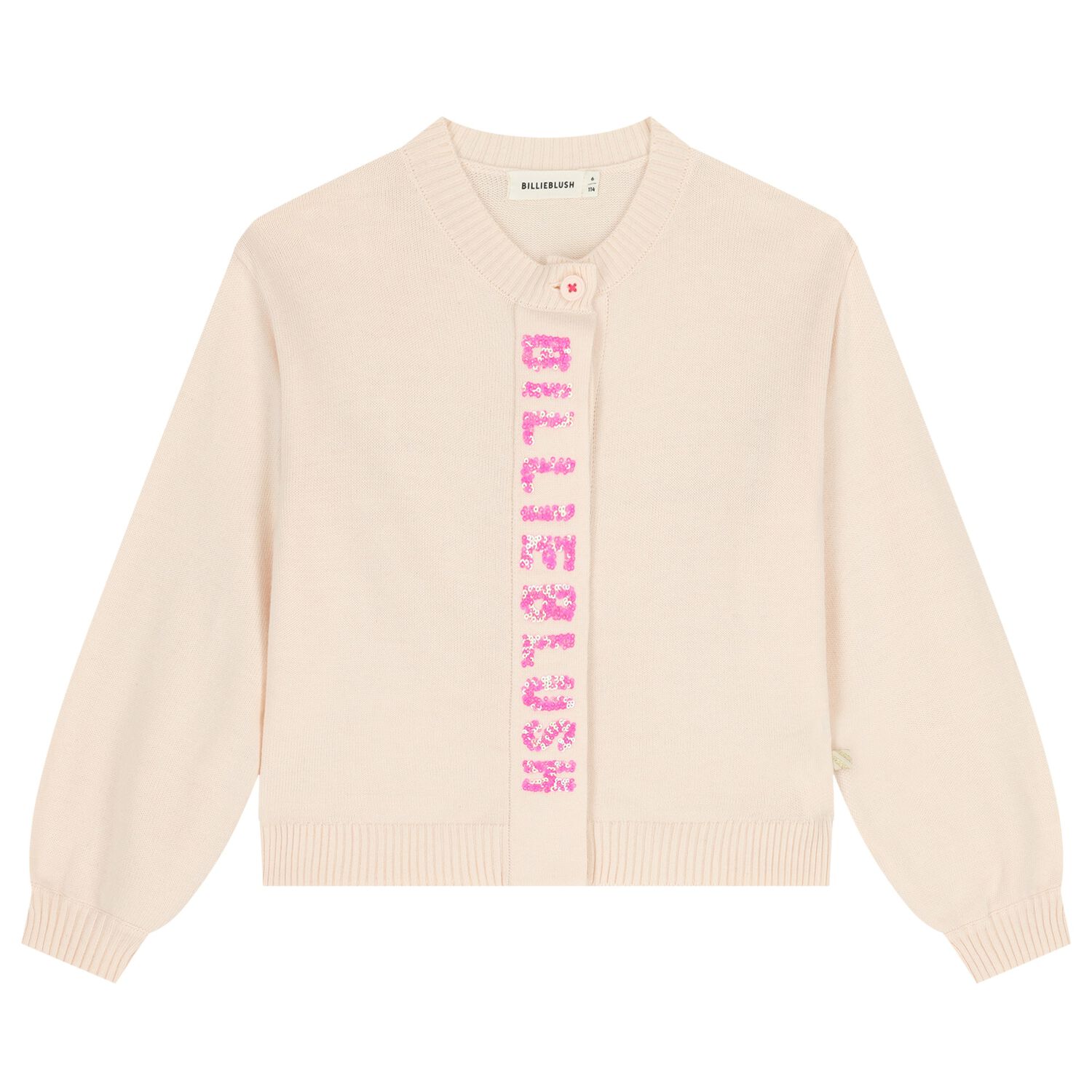 Girls Pink Sequin Cardigan, 1, hi-res