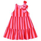 Girls Pink & Red Striped Dress, 1, hi-res
