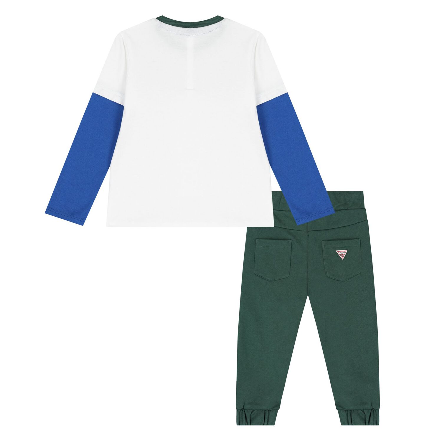 Younger Boys White & Green Logo Trousers Set, 1, hi-res