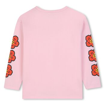 Girls Pink Boke Flower Long Sleeve Top