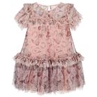 Girls Pink Bow Tulle Dress, 2, hi-res