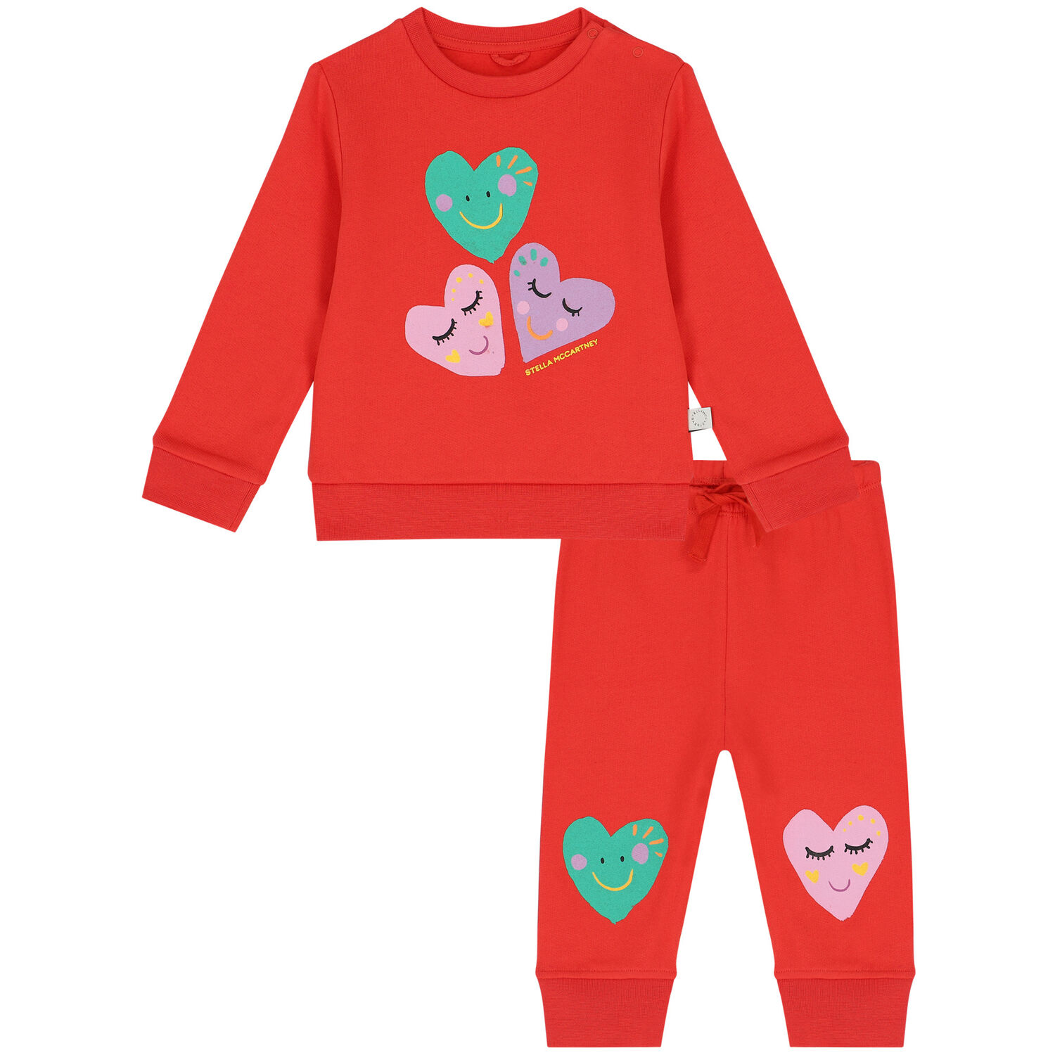 Younger Girls Red Hearts Tracksuit, 1, hi-res