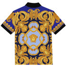 Boys Blue & Gold Barocco Polo Shirt, 1, hi-res