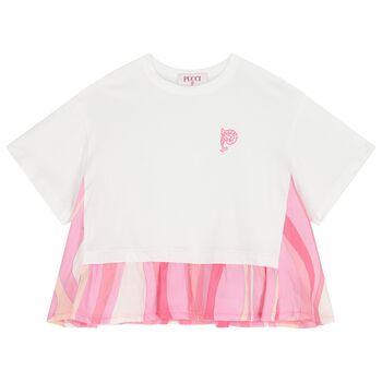 Girls White Pesci Logo T-Shirt