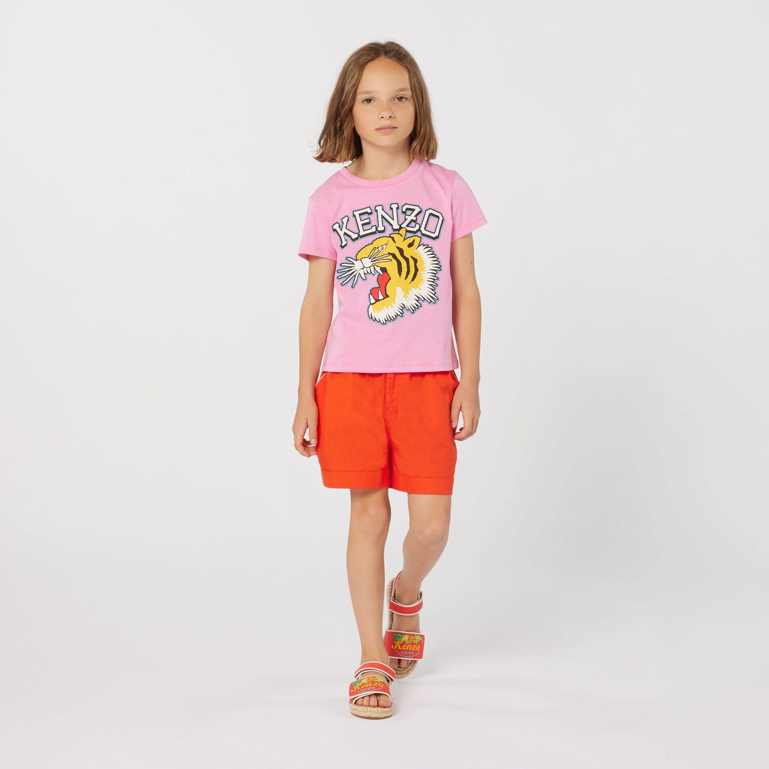 Girls Pink Tiger Logo T-Shirt, 1, hi-res image number null