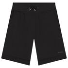 Boys Black Logo Shorts, 1, hi-res