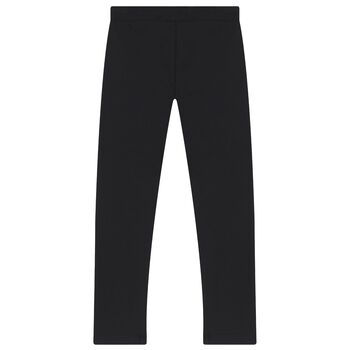 Girls Black Teddy Bear Logo Leggings