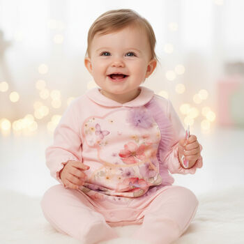Baby Girls Pink Floral Babygrow