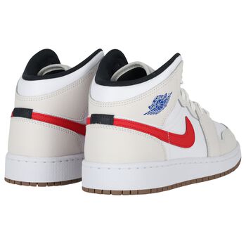 White & Grey Air Jordan 1 Mid Trainers