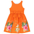 Girls Orange Floral Dress, 1, hi-res