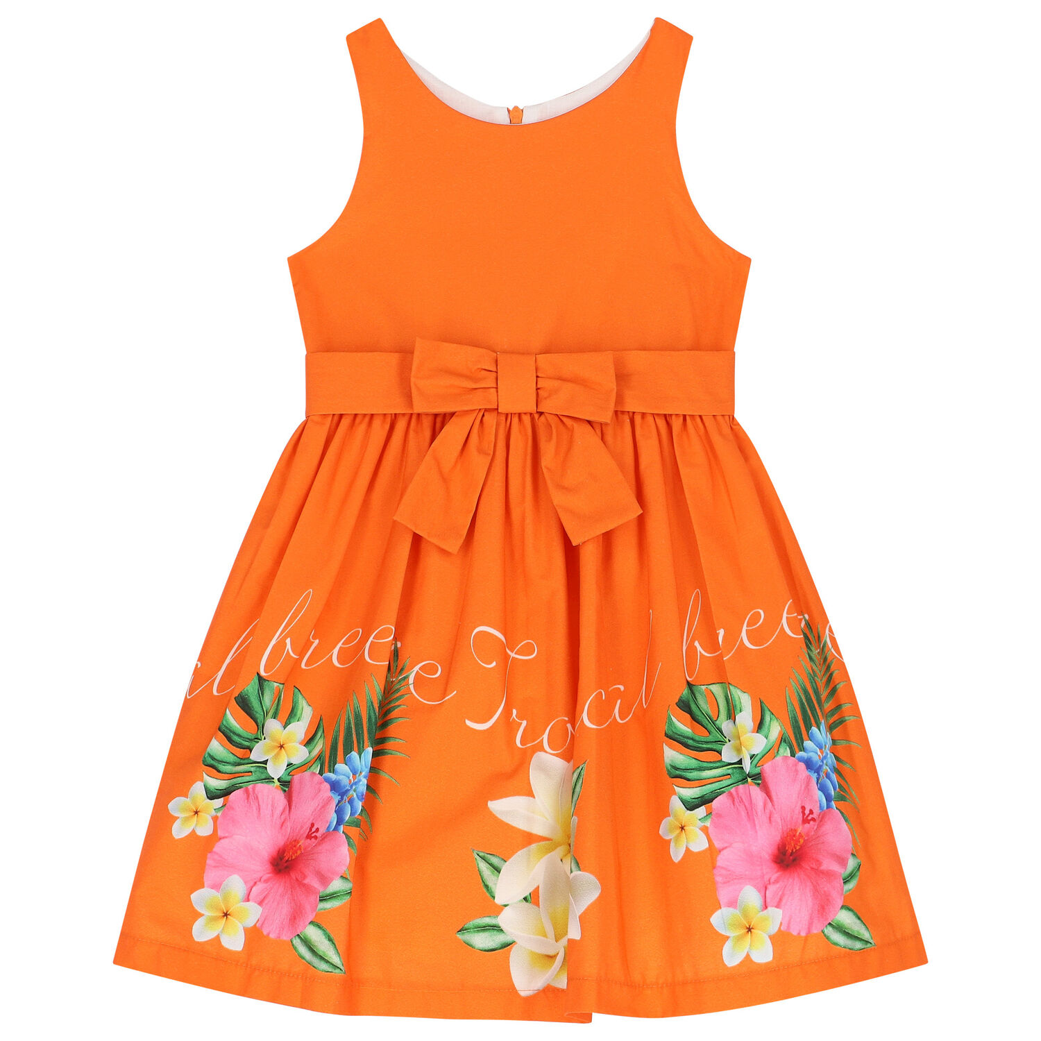 Girls Orange Floral Dress, 1, hi-res