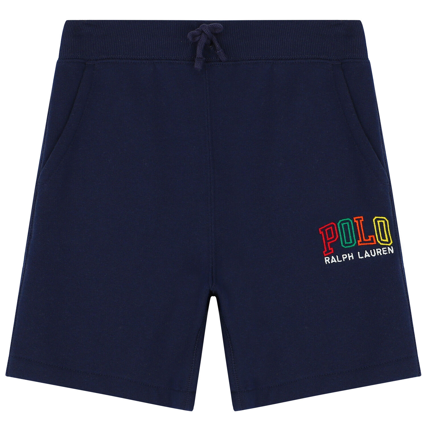 Boys Navy Blue Logo Shorts, 1, hi-res