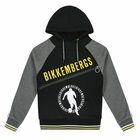 Boys Black & Grey Hooded Top, 1, hi-res