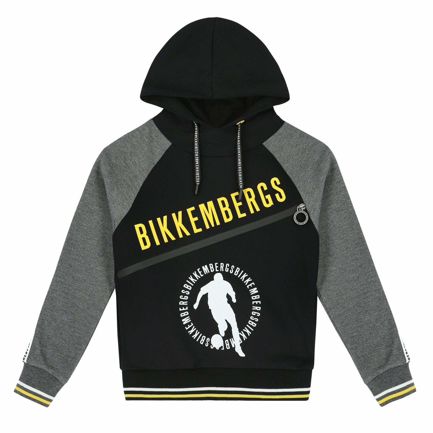 Boys Black & Grey Hooded Top, 1, hi-res