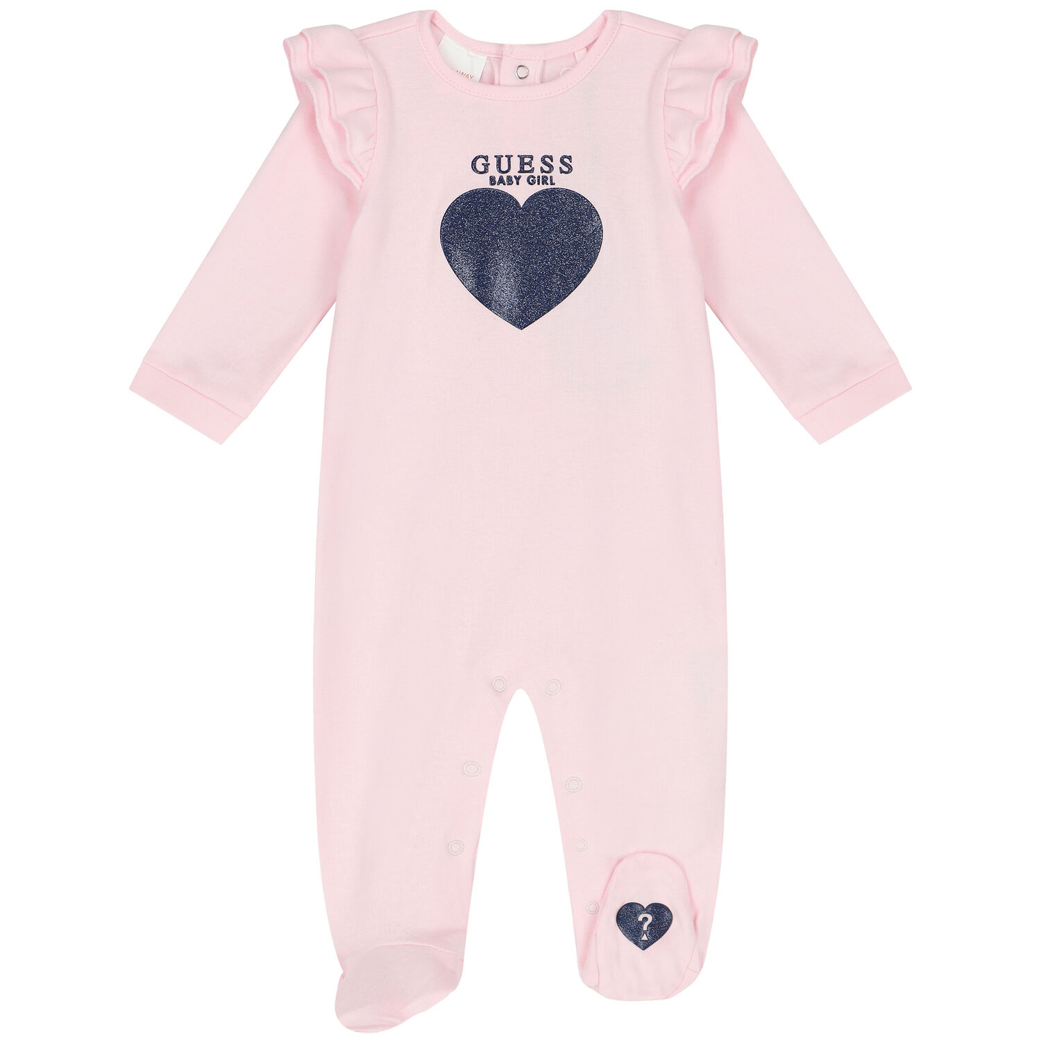 Baby Girls Pink Heart Babygrow, 1, hi-res