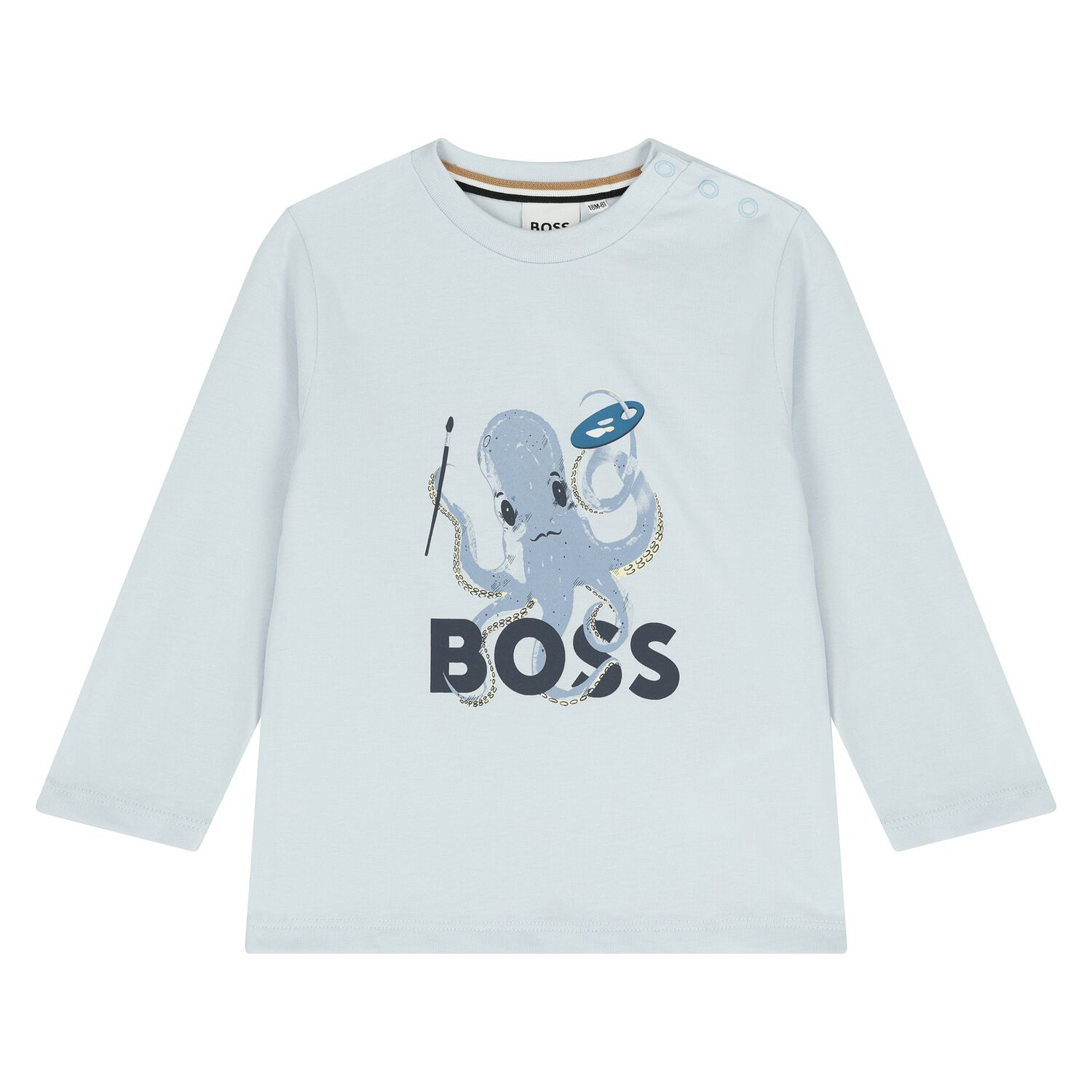 Younger Boys Blue Logo Long Sleeve Top, 2, hi-res