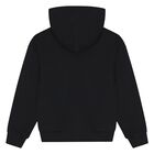 Black Teddy Bear Logo Hooded Zip Up Top, 1, hi-res