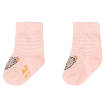 Baby Girls Pink Teddy Socks