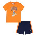 Baby Boys Orange  & Navy Blue Disney Shorts Set, 1, hi-res