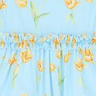 Girls Blue & Yellow Floral Dress, 1, hi-res