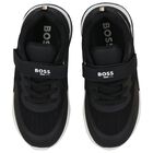 Boys Black Logo Trainers, 1, hi-res