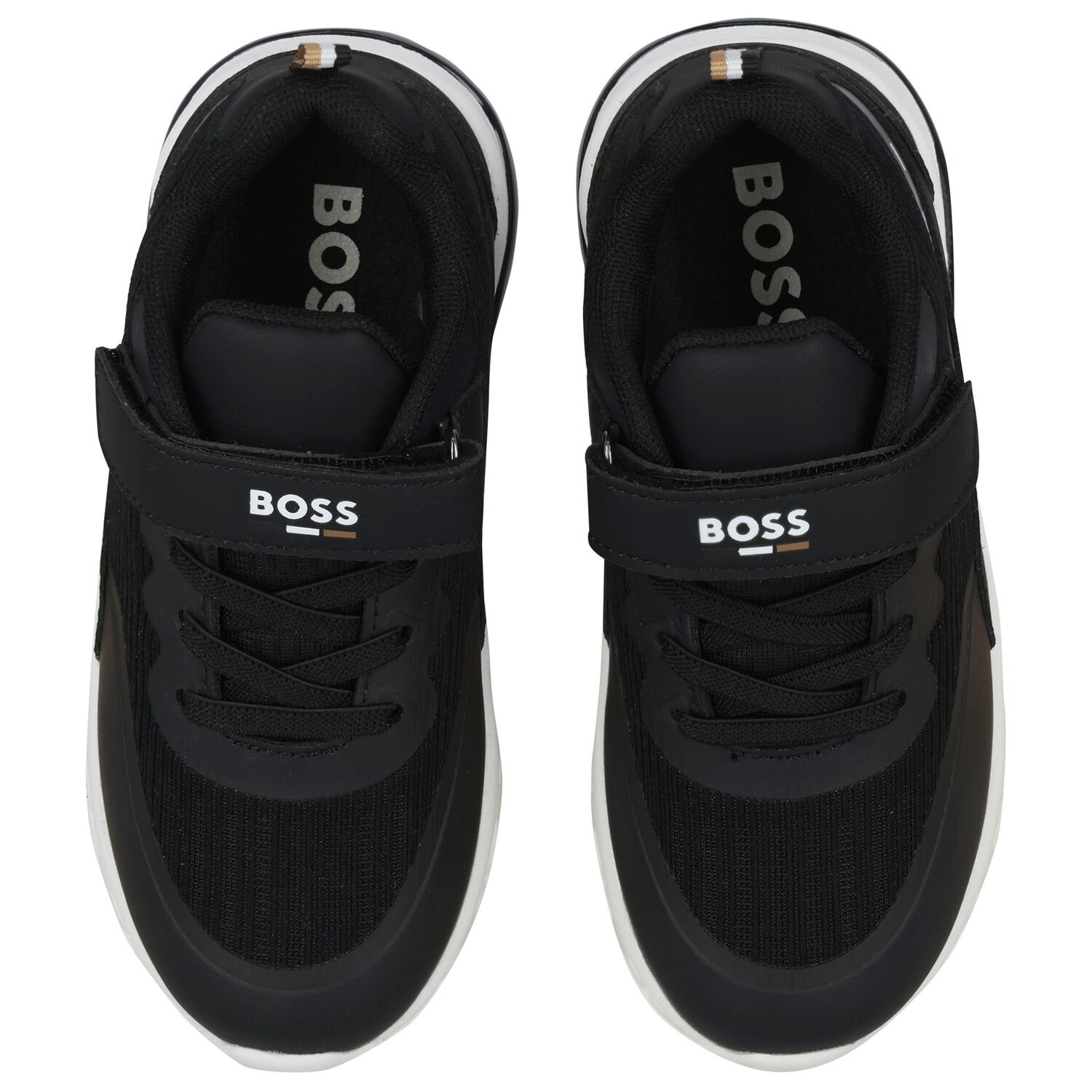 Boys Black Logo Trainers, 1, hi-res