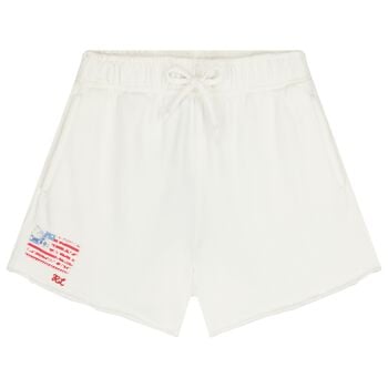 Girls White Logo Shorts