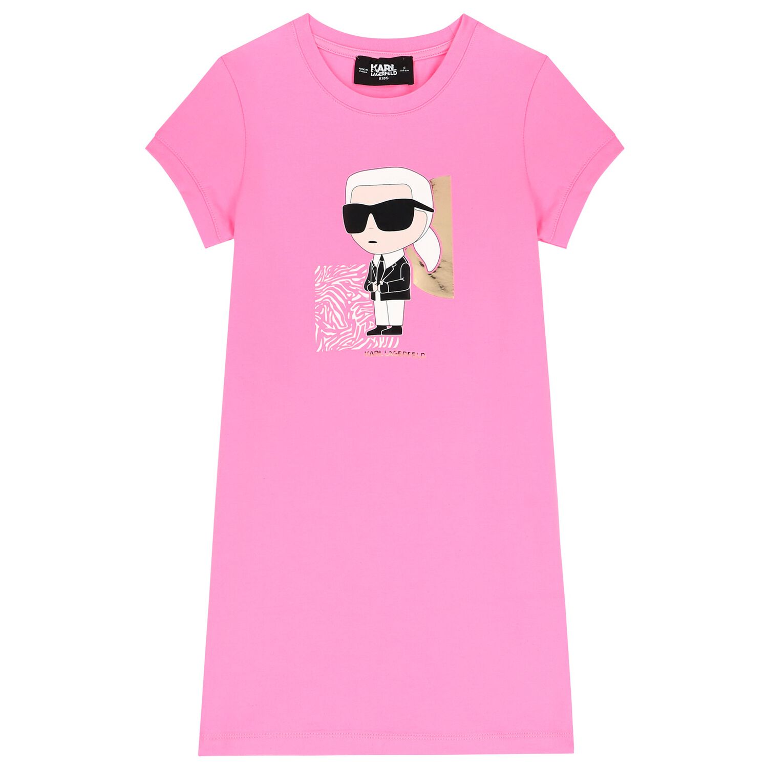 Girls Pink Ikonik Karl Logo Dress, 1, hi-res