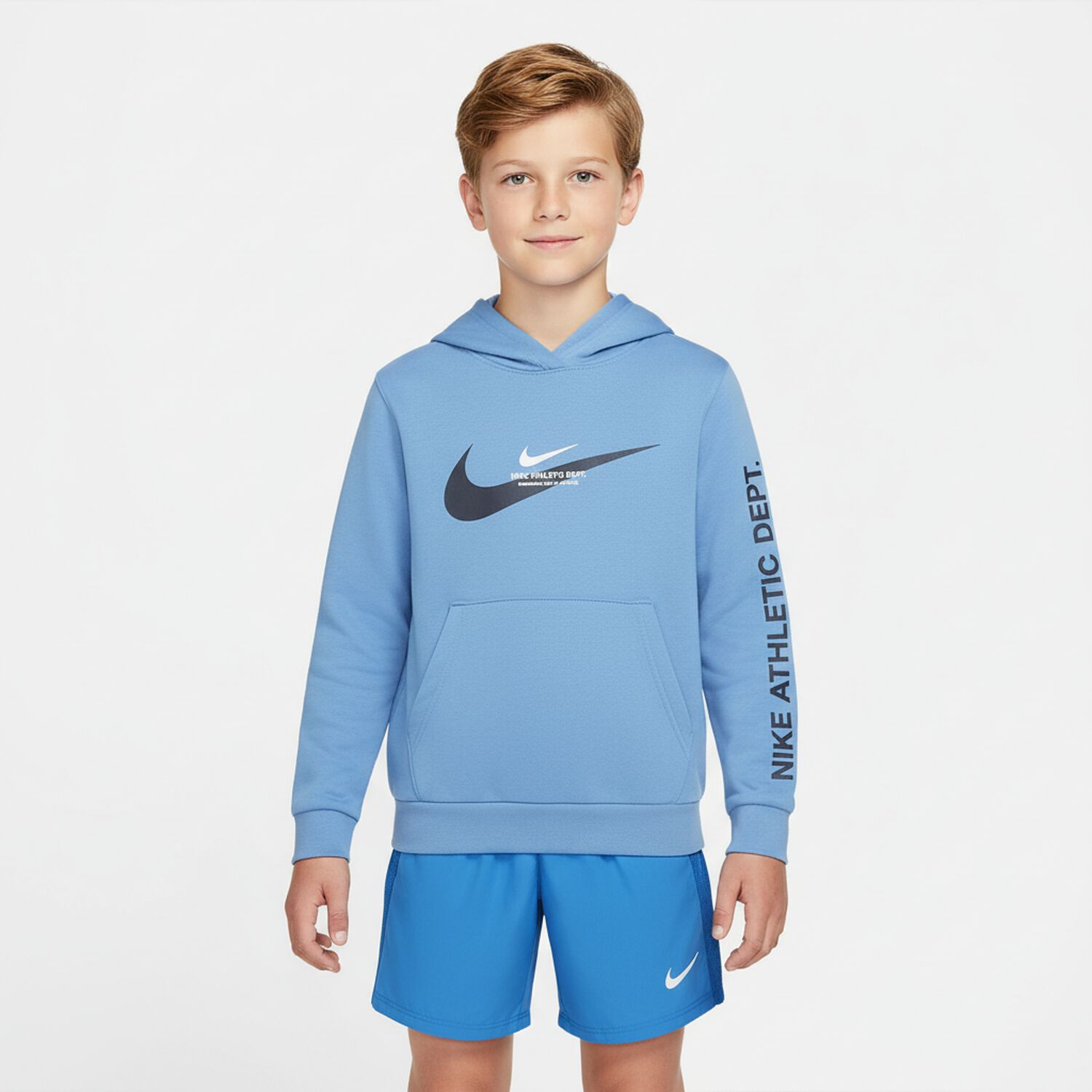 Boys Blue Logo Hooded Top, 1, hi-res