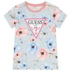 Girls Blue & Pink Floral Butterfly Logo T-Shirt, 2, hi-res