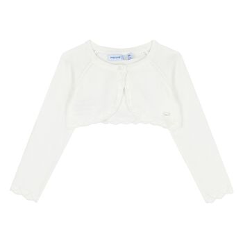 Younger Girls Ivory Knitted Cardigan