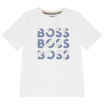 BOSS Boys White Logo T-Shirt, 2 Boys White Logo T-Shirt