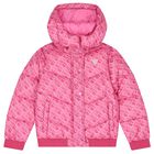 Girls Pink Logo Padded Puffer Jacket, 1, hi-res