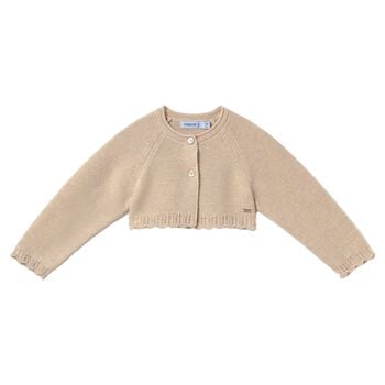 Younger Girls Beige Knitted Cardigan