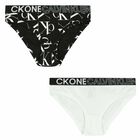 Girls White & Black Bikini Brief (2 Pack), 1, hi-res