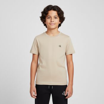 Boys Ivory & Beige Logo T-Shirt ( 2-Pack )