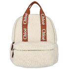 Girls Ivory Sherpa Logo Backpack, 1, hi-res