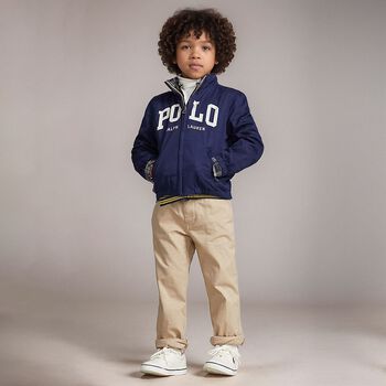 Boys Beige Logo Trousers