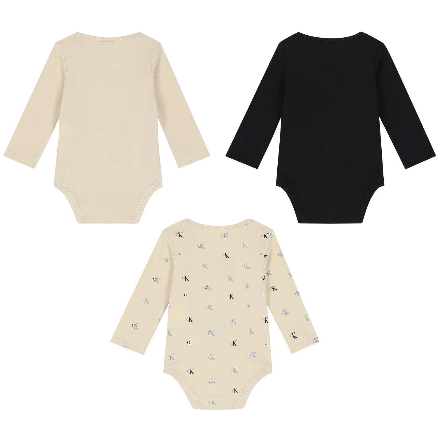 Black & Beige Logo Bodysuits ( 3-Pack ), 2, hi-res