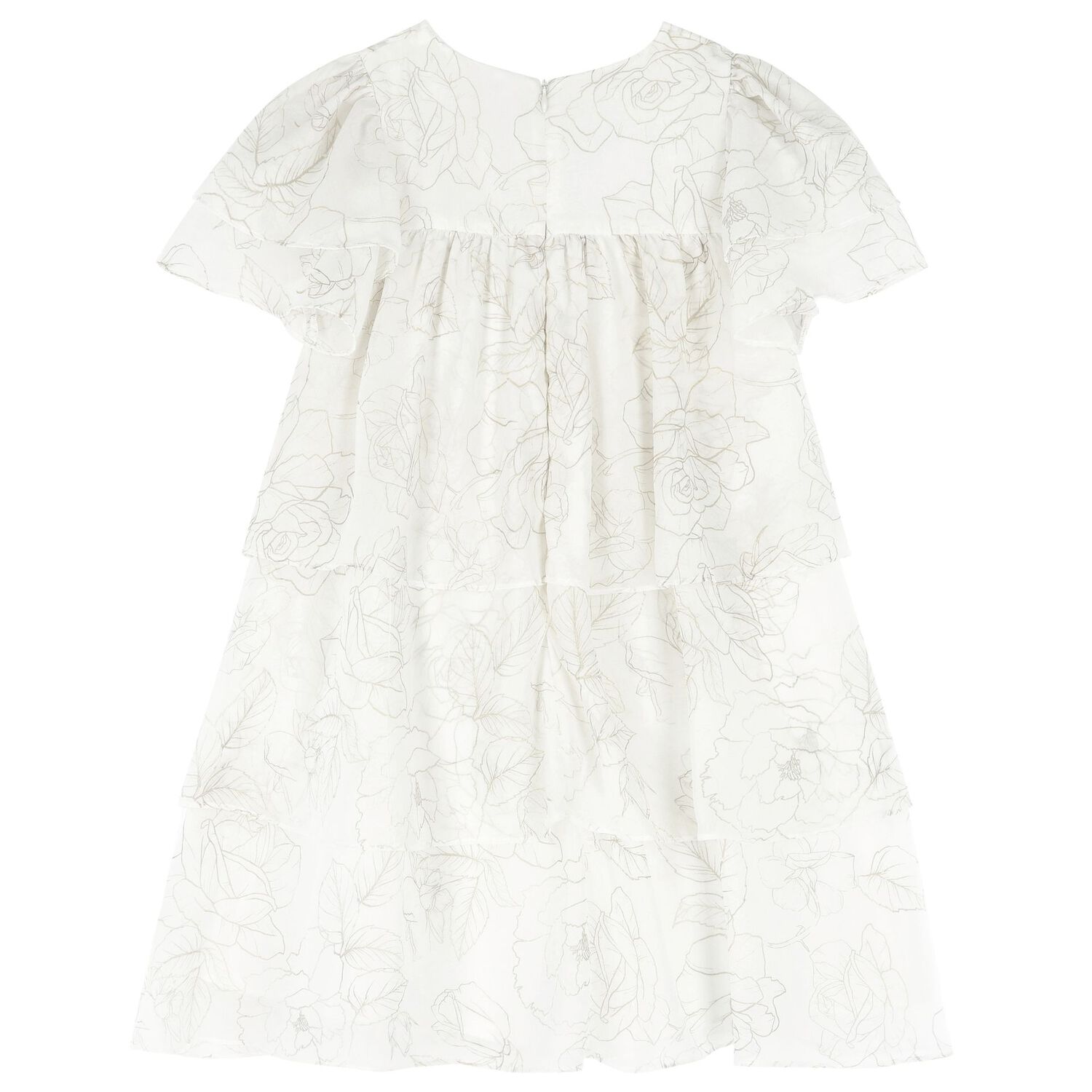 Girls White Tiered Dress, 1, hi-res image number null
