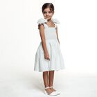 Girls White Flower Dress, 1, hi-res