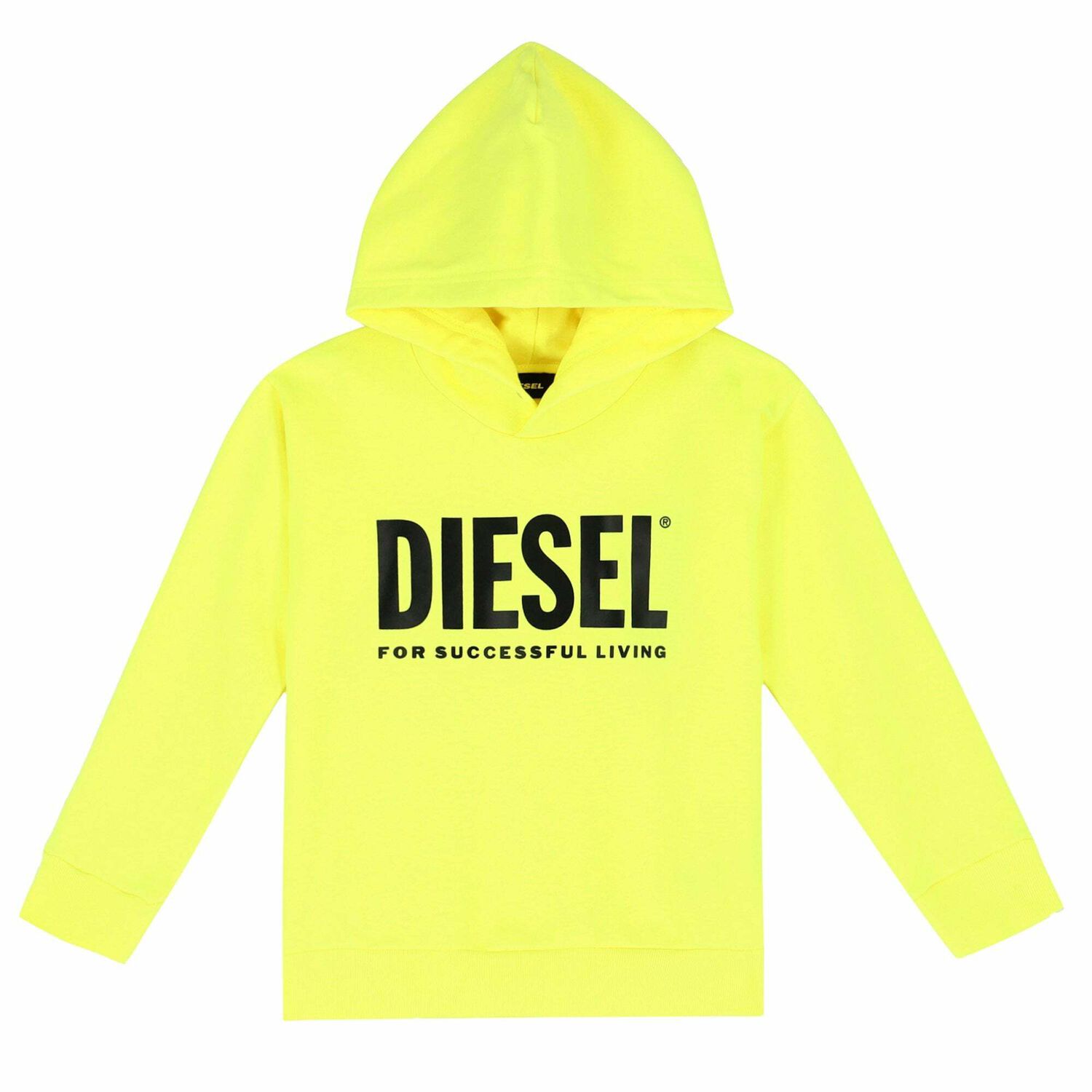Boys Neon Yellow Logo Hooded Top, 1, hi-res