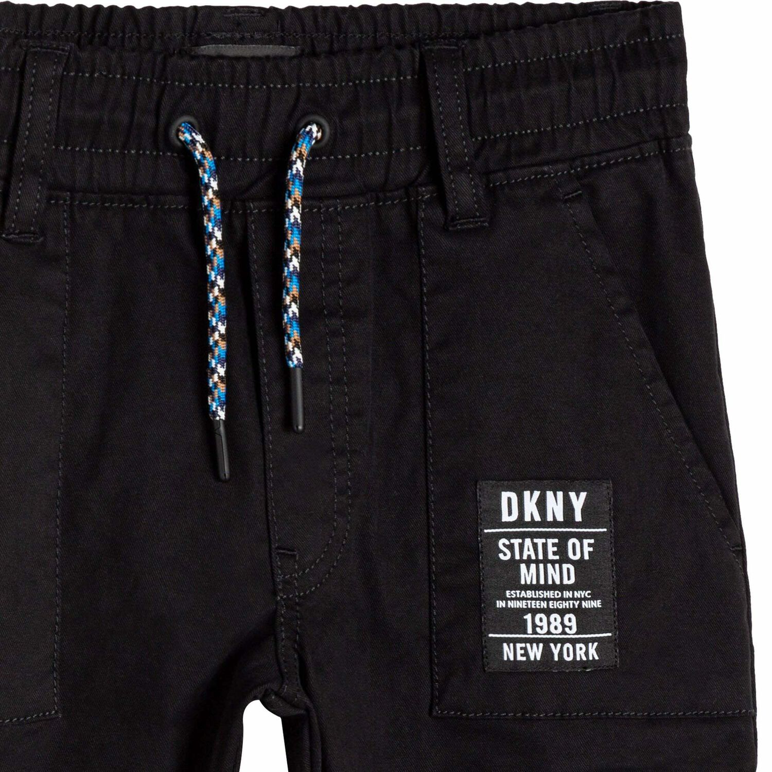 Boys Black Logo Trousers, 1, hi-res