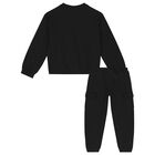 Girls Black Tracksuit, 1, hi-res