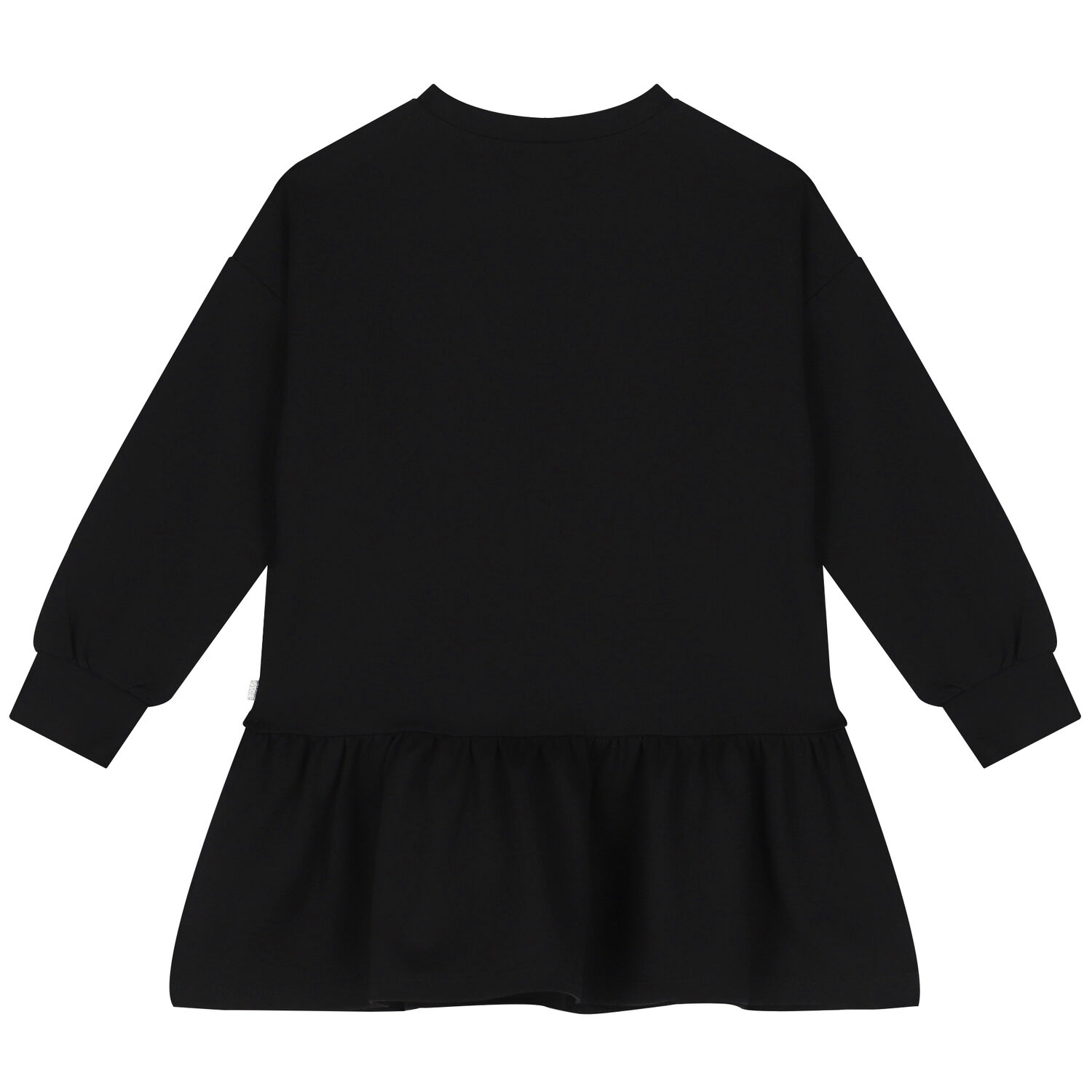 Girls Black Logo Long Sleeve Dress, 1, hi-res
