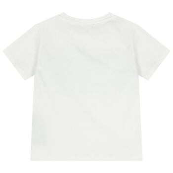 Boys White & Blue Logo T-Shirt